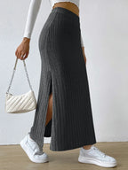High Waist Ribbed Knit Maxi Skirt | Skirts Maxi Skirt from PHUNKYN