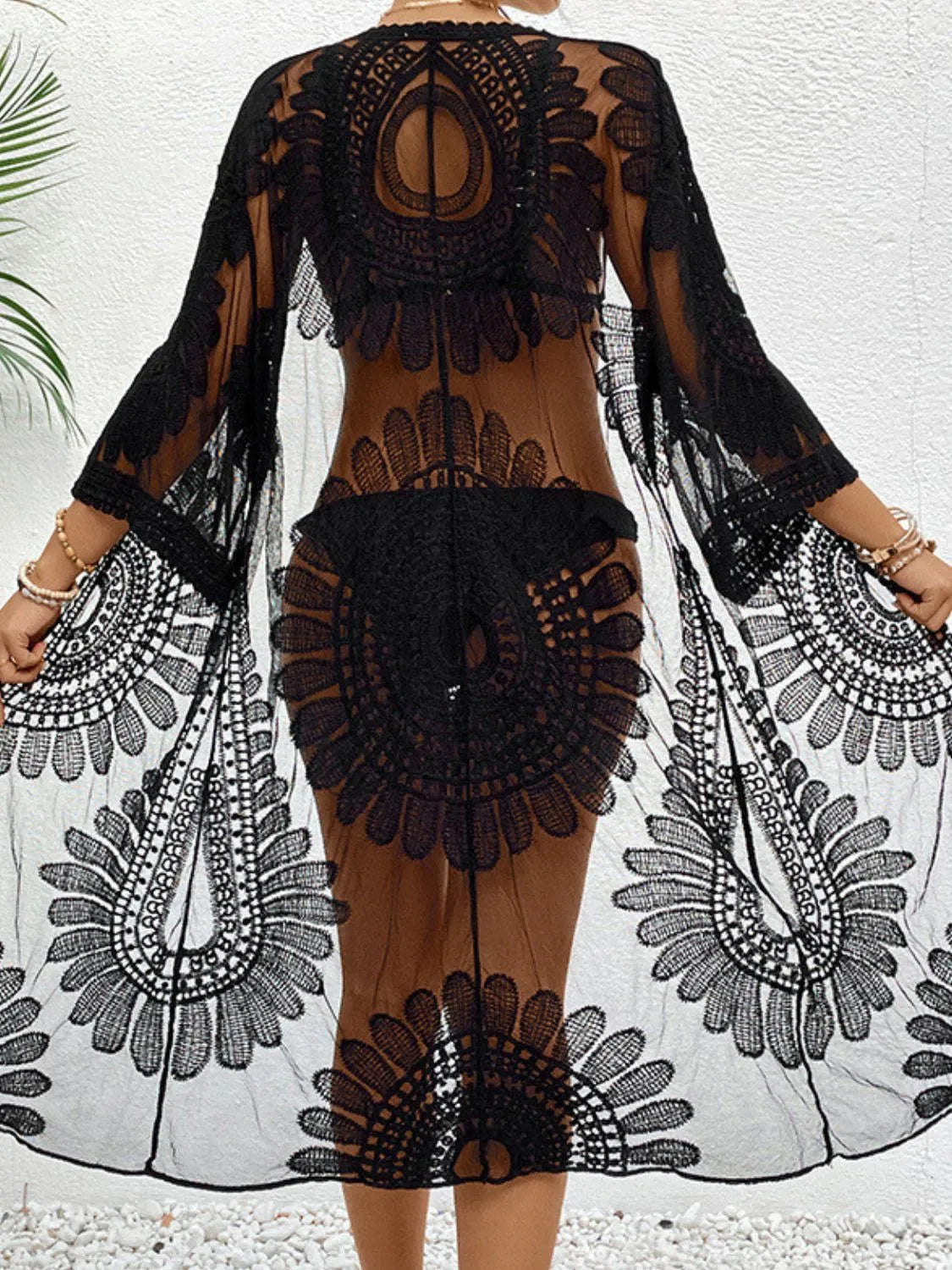 Lace Open Front Longline Cover-Up | Cover Ups Cover Up from PHUNKYN