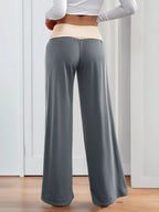 Contrast Waistband Wide Leg Pants | Trousers Trousers from PHUNKYN