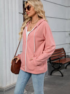 Drawstring Zip Up Long Sleeve Hoodie | Hoodies Hoodie from PHUNKYN