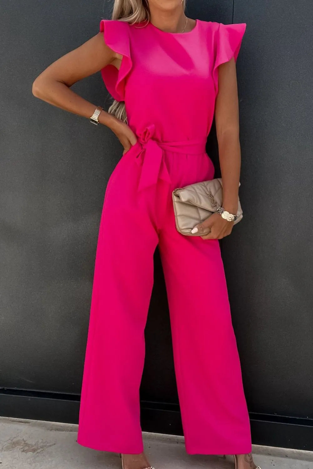 Round Neck Cap Sleeve Jumpsuit | One-Pieces Jumpsuit from PHUNKYN