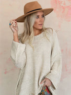 Round Neck Oversized Knit Top with Relaxed Fit | Sweaters Sweater from PHUNKYN