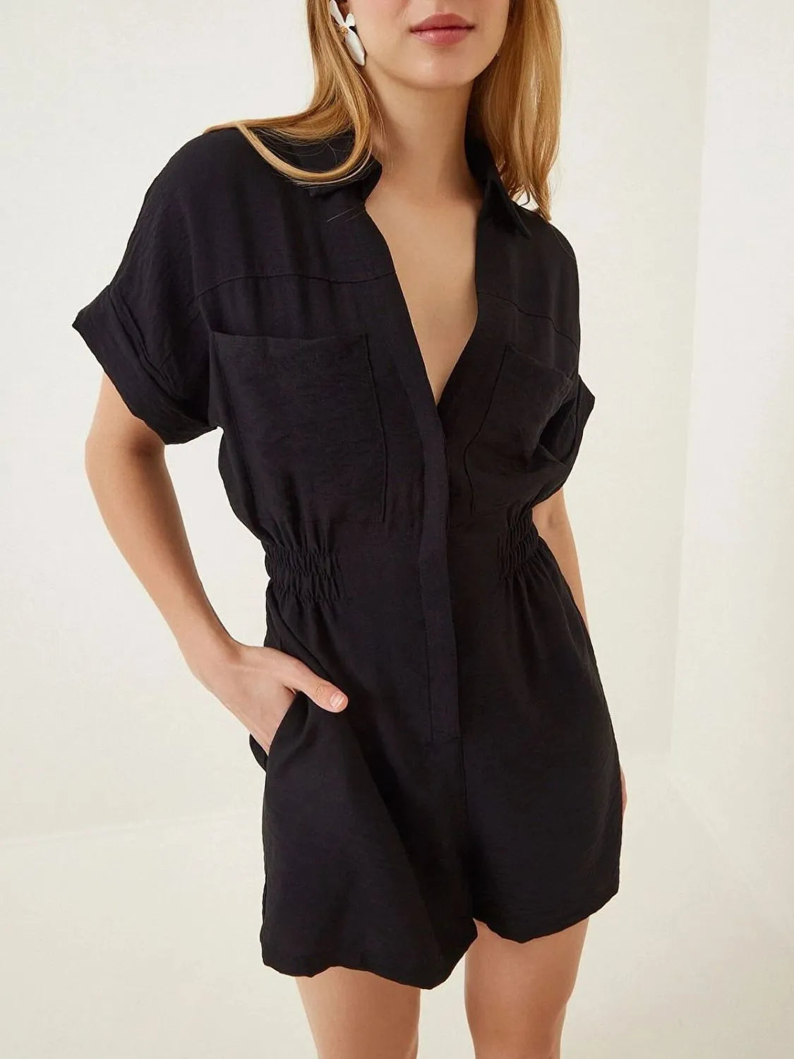 Collar Short Sleeve Romper | One-Pieces Romper from PHUNKYN