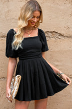 Square Neck Pleated Romper with Pockets | One-Pieces Dress from PHUNKYN