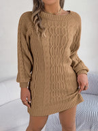 Cable-Knit Round Neck Sweater Dress | Dresses Sweater Dress from PHUNKYN