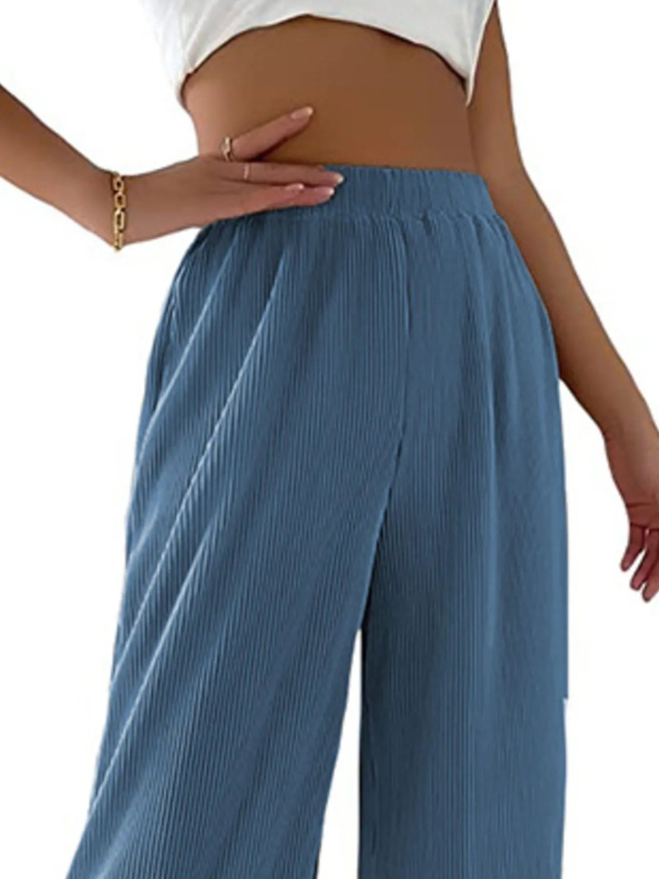 Elastic Waist Wide Leg Pants | Trousers Wide Leg Pants from PHUNKYN