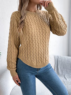 Asymmetric Hem Round Neck Long Sleeve Sweater | Sweaters Sweater from PHUNKYN