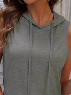 Drawstring Casual Sleeveless Hooded Mini Dress | Dresses Mini Dress from PHUNKYN