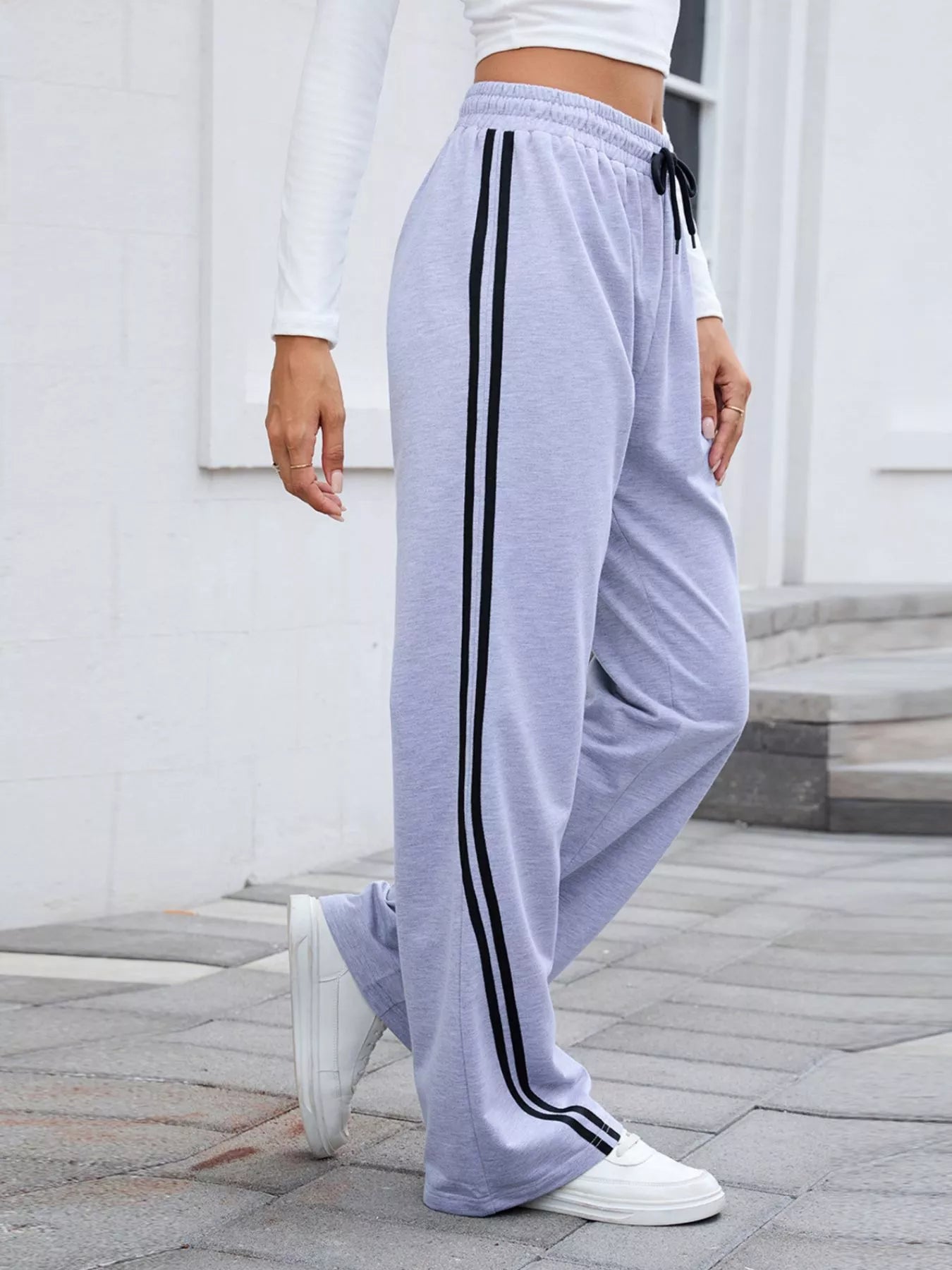 Side Striped Wide Leg Pants | Trousers Wide Leg Pants from PHUNKYN
