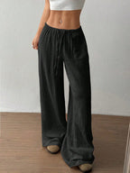 Drawstring Wide-Leg Casual Pants | Trousers Wide Leg Pants from PHUNKYN