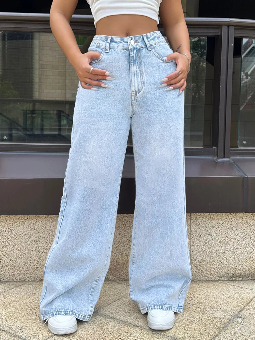 High-Waisted Wide Leg Jeans | Jeans Wide Leg Jeans from PHUNKYN