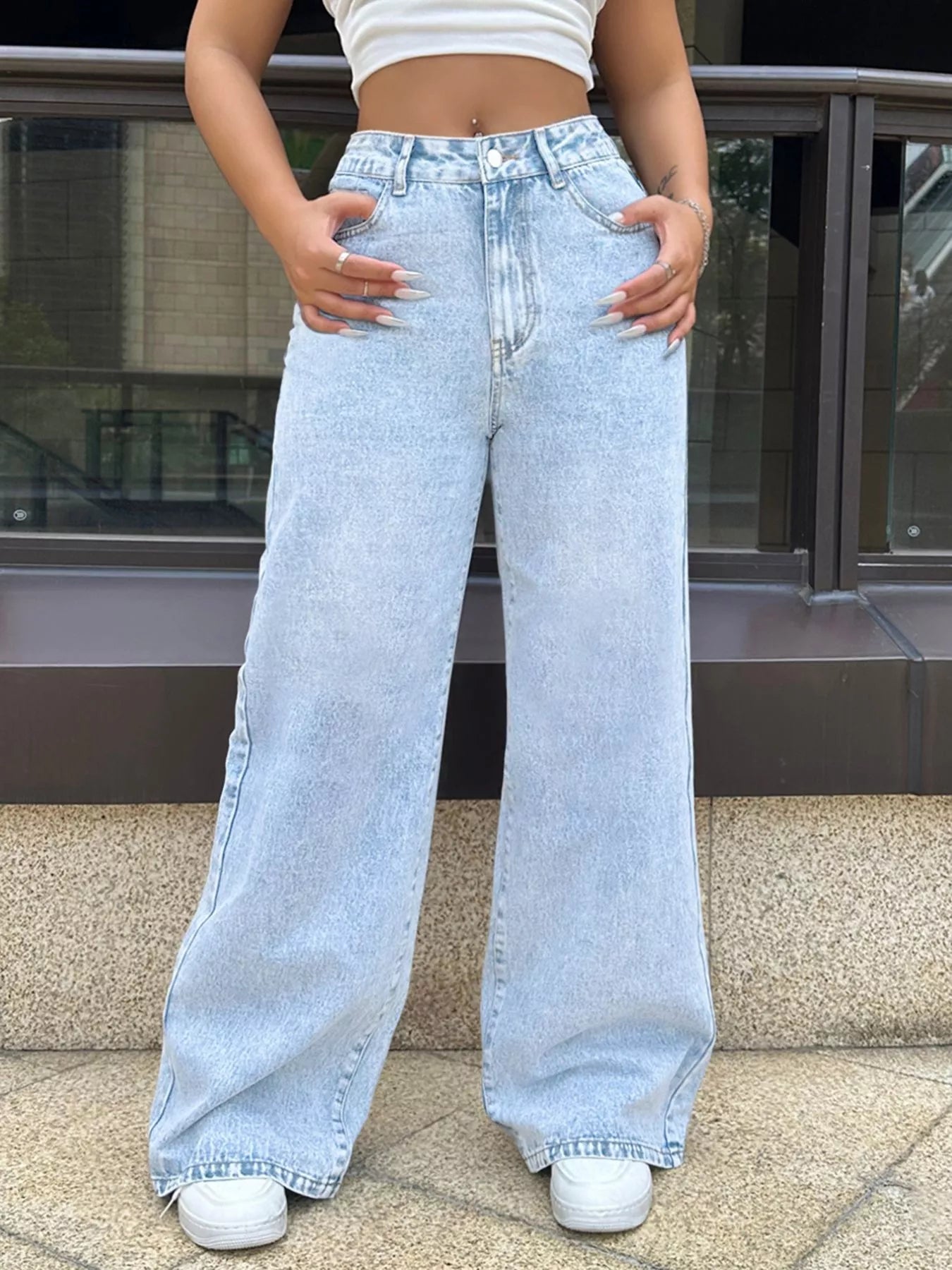 High-Waisted Wide Leg Jeans | Jeans Wide Leg Jeans from PHUNKYN