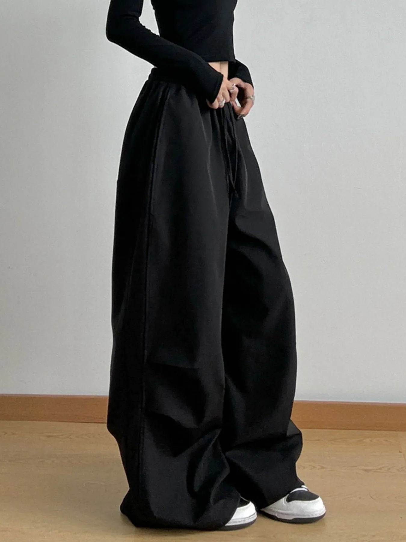 Wide Leg Pants with Drawstring Waist | Trousers Wide Leg Pants from PHUNKYN