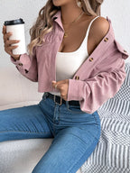 Corduroy Button-Up Dropped Shoulder Jacket | Coats & Jackets Jacket from PHUNKYN