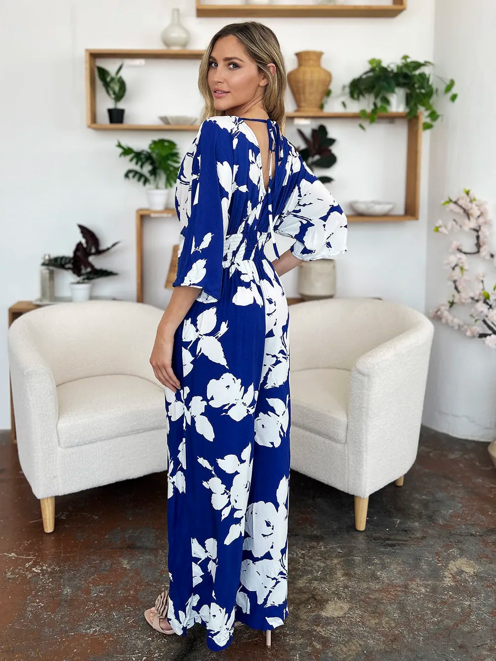 Printed Tie Back Wide Leg Jumpsuit | One-Pieces Jumpsuit from PHUNKYN