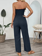 Smocked Tube Wide Leg Jumpsuit One-Pieces Jumpsuit PHUNKYN