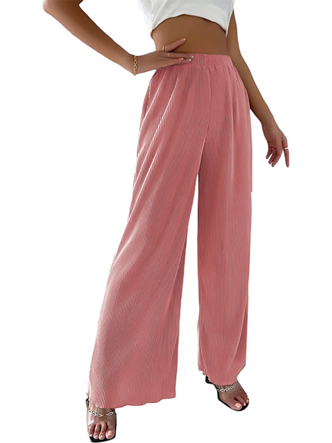 Elastic Waist Wide Leg Pants | Trousers Wide Leg Pants from PHUNKYN