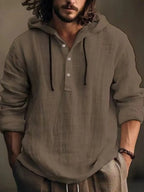 Men's Half Button Long Sleeve Hoodie | Hoodies Hoodie from PHUNKYN