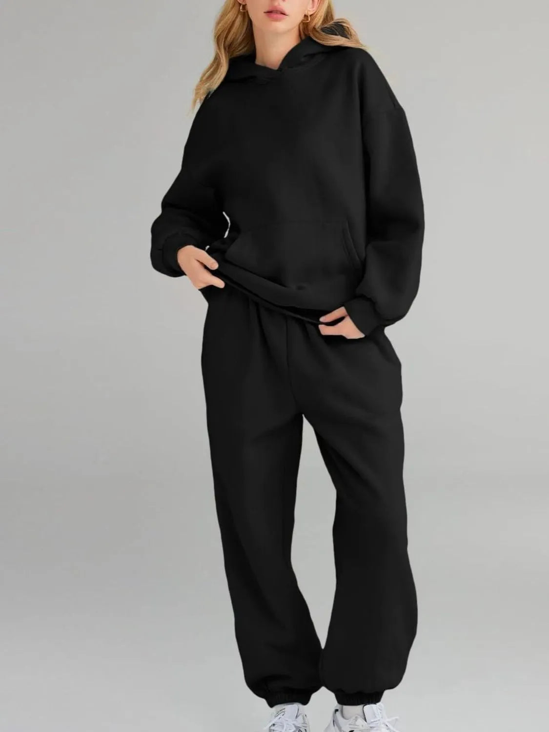 Kangaroo Pocket Hoodie and Joggers Set Plus Size | Outfit Sets Top and Pants Set from PHUNKYN