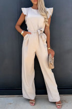 Round Neck Cap Sleeve Jumpsuit | One-Pieces Jumpsuit from PHUNKYN