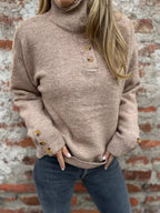 Full Size Button-Detail Turtleneck Sweater Plus Size | Sweaters Sweater from PHUNKYN