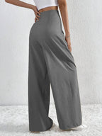 V-Waisted Ruched Front Wide Leg Pants | Trousers Wide Leg Pants from PHUNKYN