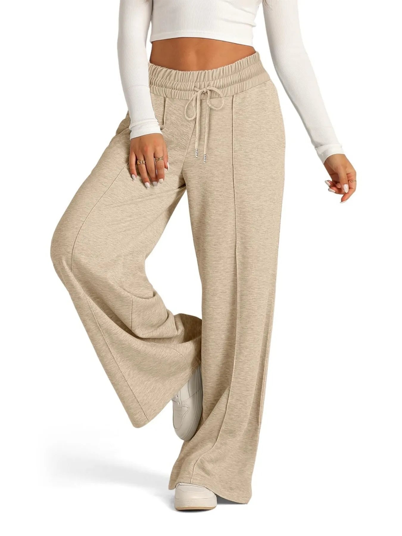 Drawstring Relaxed Fit Wide Leg Pants | Trousers Women's Trousers from PHUNKYN