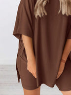 Oversized Round Neck Top and Shorts Set | Outfit Sets Women’s Top and Short Set from PHUNKYN