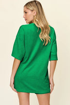 Texture Round Neck Drop Shoulder T-Shirt and Shorts Set | Outfit Sets Top and Shorts Set from PHUNKYN