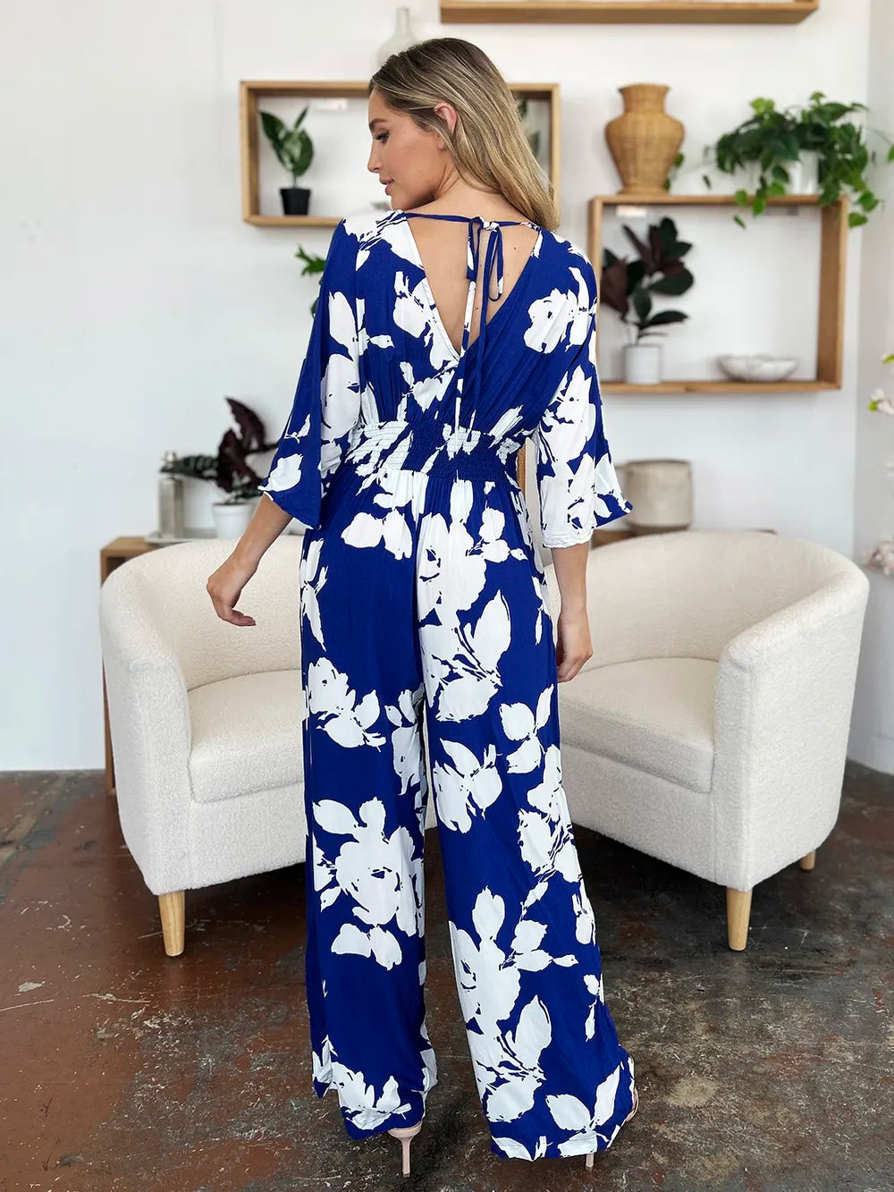 Printed Tie Back Wide Leg Jumpsuit | One-Pieces Jumpsuit from PHUNKYN
