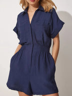 Collar Short Sleeve Romper | One-Pieces Romper from PHUNKYN