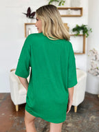 Texture Round Neck Drop Shoulder T-Shirt and Shorts Set | Outfit Sets Top and Shorts Set from PHUNKYN