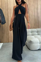 Halter Neck Wide Leg Jumpsuit with Keyhole Detail | One-Pieces Jumpsuit from PHUNKYN