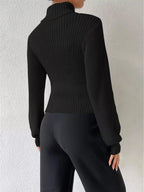 Cutout Front Turtleneck Long Sleeve Sweater | Sweaters Sweater from PHUNKYN