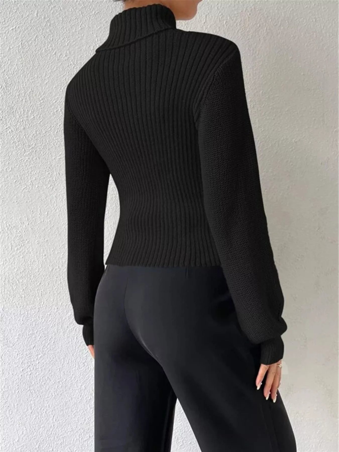 Cutout Front Turtleneck Long Sleeve Sweater | Sweaters Sweater from PHUNKYN
