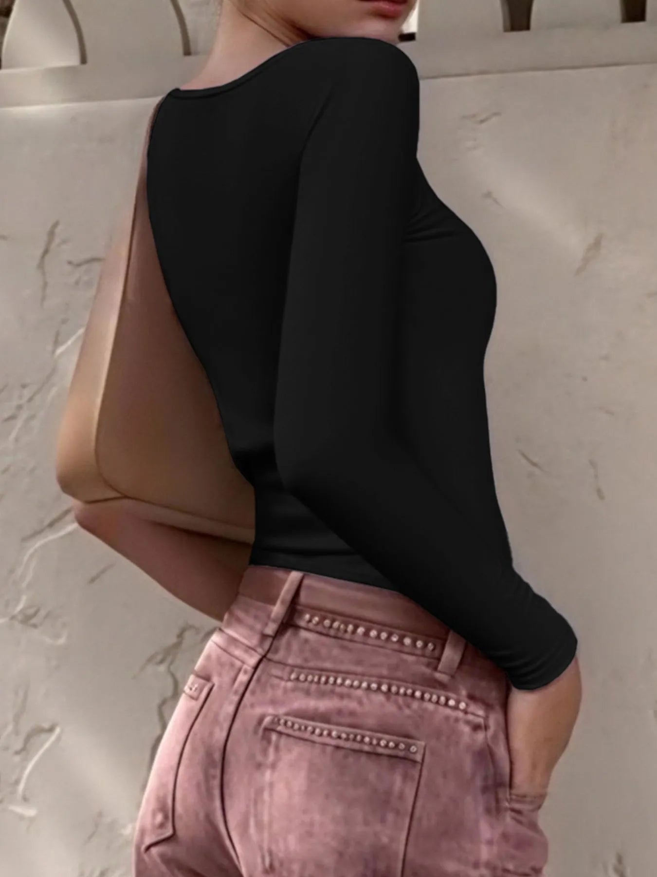 Long Sleeve Scoop Neck Fitted T-Shirt | T-Shirts T-Shirt from PHUNKYN