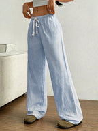 Drawstring Striped Wide Leg Pants | Trousers Wide Leg Pants from PHUNKYN