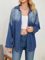 Button Up Long Sleeve Denim Jacket | from PHUNKYN