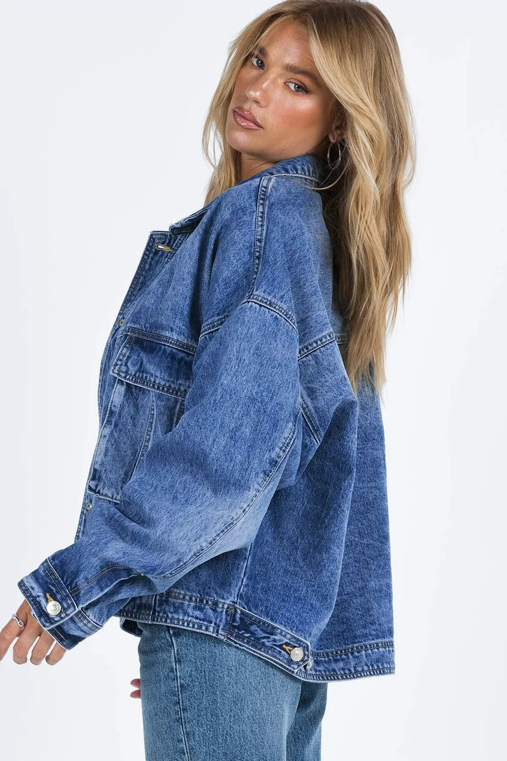 Collared Neck Button Up Denim Jacket | Jacket from PHUNKYN