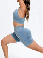 Scoop Neck Wide Strap Top and Shorts Active Set | Activewear Short and Top Set from PHUNKYN