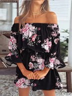 Floral Off-Shoulder Flounce Sleeve Mini Dress | Dresses Mini Dress from PHUNKYN