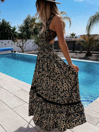 Leopard Print Sleeveless Maxi Dress with Lace Trim | Dresses Maxi Dress from PHUNKYN
