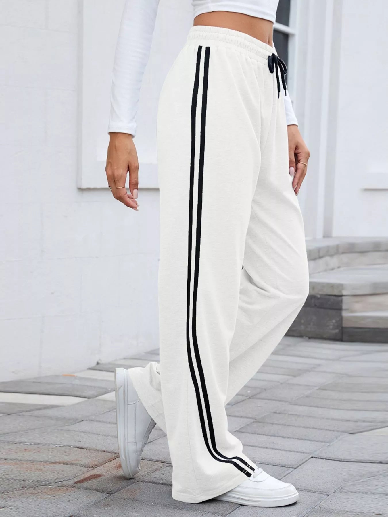 Side Striped Wide Leg Pants | Trousers Wide Leg Pants from PHUNKYN