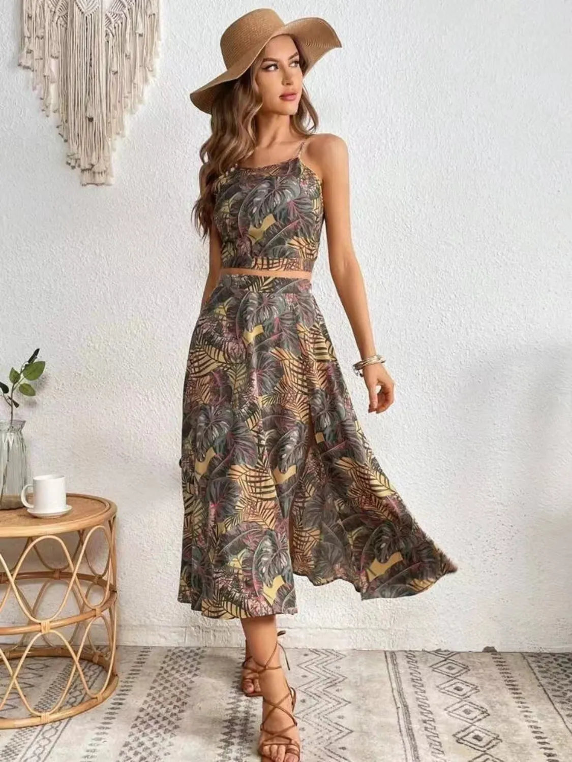 Printed Cami and Slit Skirt Set | Outfit Sets Cami and Skirt from PHUNKYN