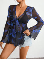 Tie-Front Flare Sleeve Blouse | Blouses Blouse from PHUNKYN