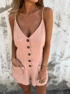 Button-Front Belted Cami Romper | One-Pieces Cami Romper from PHUNKYN