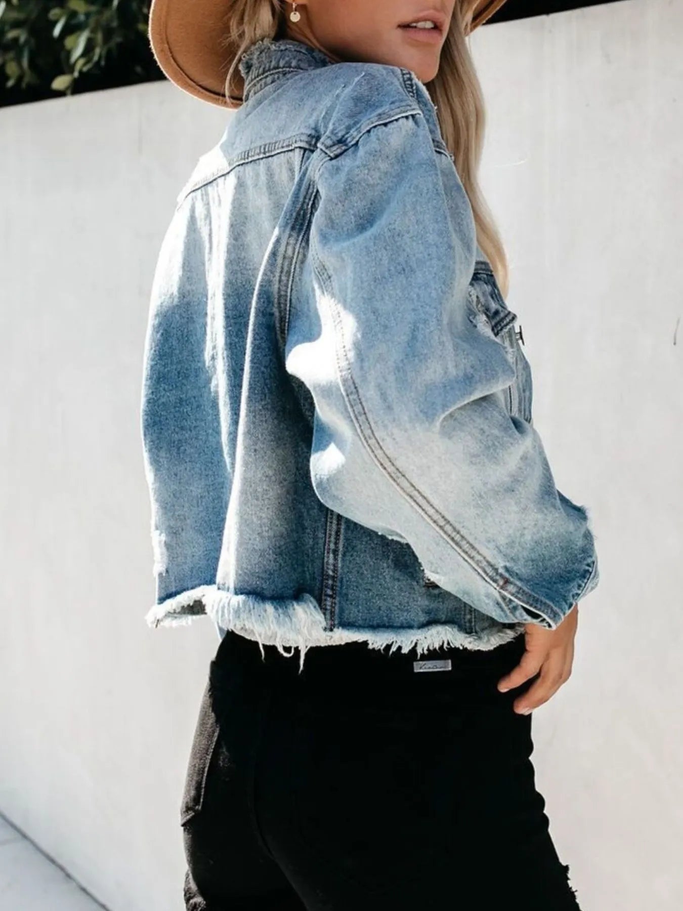 Distressed Raw Hem Denim Jacket | Coats & Jackets Denim Jacket from PHUNKYN