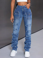 Women's Distressed Slim Fit Jeans | Jeans Slim Fit Jeams from PHUNKYN