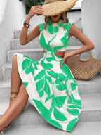 Cutout Printed Sleeveless Dress | Dresses Dress from PHUNKYN