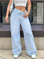 High-Waisted Wide Leg Jeans | Jeans Wide Leg Jeans from PHUNKYN